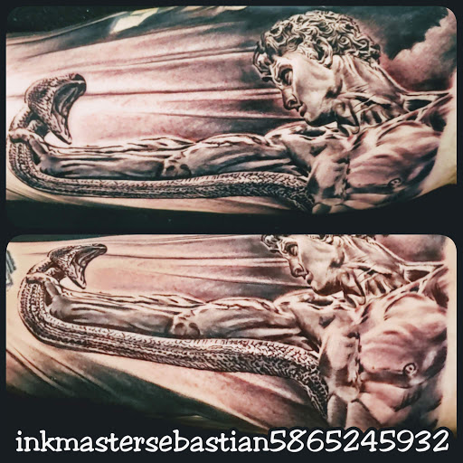 Explore mens color sleeve tattoo ideas, creative tattoo ideas in Warren, available at Dark Horse Tattoo Co. LLC.