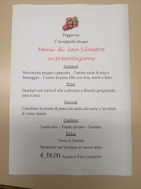 Menu du Pizzeria Il Grappolo Rosso à Montespertoli