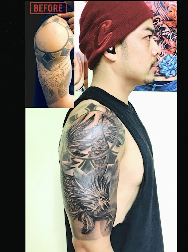 Explore ring finger tattoo cover up ideas for guys, creative tattoo ideas in Garden Grove, available at Anna Hang Tattoo