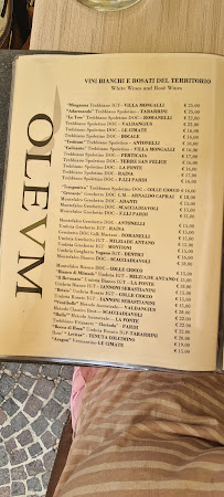 Restaurant Olevm à Montefalco (le menu)