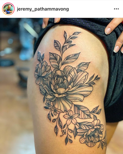 Explore cute dinosaur tattoo ideas, creative tattoo ideas in Columbus, available at Hidden Path Tattoo