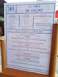 La Table de Valmy à Argelès-sur-Mer menu