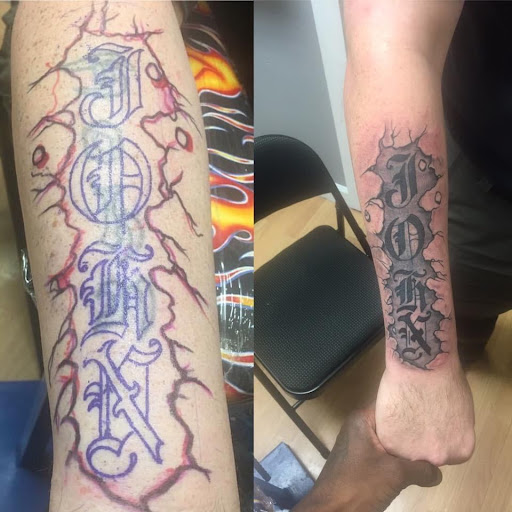 Explore red and black tattoo ideas, creative tattoo ideas in Goose Creek, available at Red Kirin Tattoo