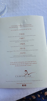Menu / carte de Restaurant Lamartine Lac du Bourget, Proche Aix-les-Bains à Bourdeau