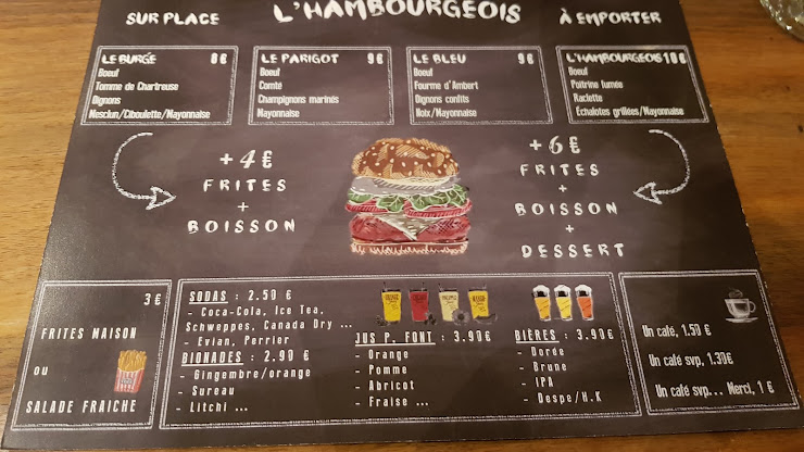 menu du Restaurant de hamburgers Restaurant L'Hambourgeois à Grenoble