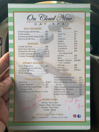 Day Spa «On Cloud Nine Day Spa», reviews and photos, 561 N Central Ave, Upland, CA 91786, USA