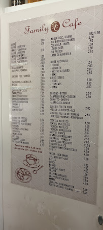 Menu du Family Cafe à Naples