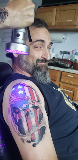 Explore warrior sleeve tattoo ideas, creative tattoo ideas in Davis, available at SIX GUN SOUND TATTOO