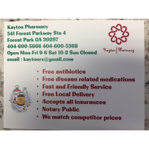 Pharmacy «Kayton Pharmacy», reviews and photos, 541 Forest Pkwy #4, Forest Park, GA 30297, USA