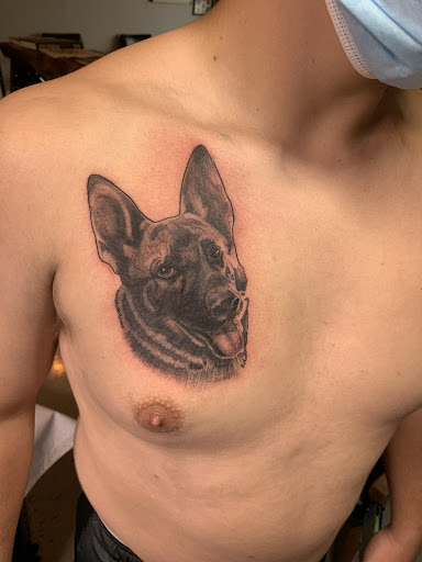 Explore lv tattoo ideas, creative tattoo ideas in Dunn, available at Heart and Hammer Tattoo Co.