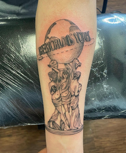 Explore mens patchwork tattoo ideas, creative tattoo ideas in Atlanta, available at Arte Tattoo