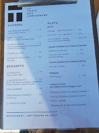 Restaurant La Table des compagnons à Anglet (le menu)