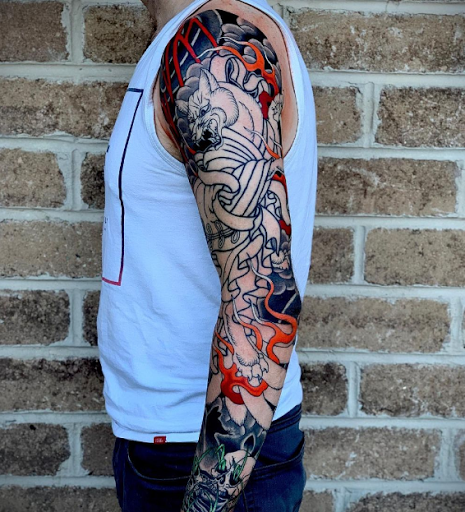 Explore tattoos on the thigh ideas, creative tattoo ideas in Virginia Beach, available at Salt Water Tattoo