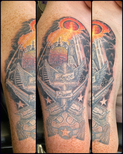 Explore color tattoo cover up ideas, creative tattoo ideas in Kearney, available at Babalus Professional Tattoo Studio