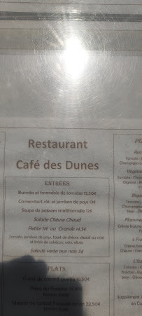 O Dunes de Monta à Vendays-Montalivet menu