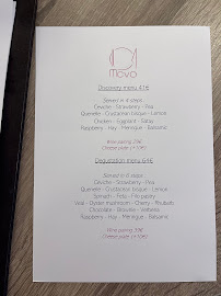 Restaurant français Mova à Paris - menu / carte