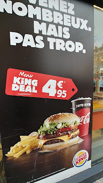 Menu / carte de Burger King à Paris