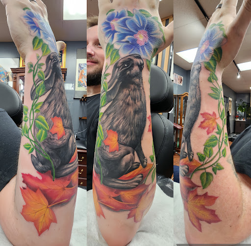 Explore mens tattoo sleeve ideas black and grey, creative tattoo ideas in Seattle, available at Dragon Tattoo