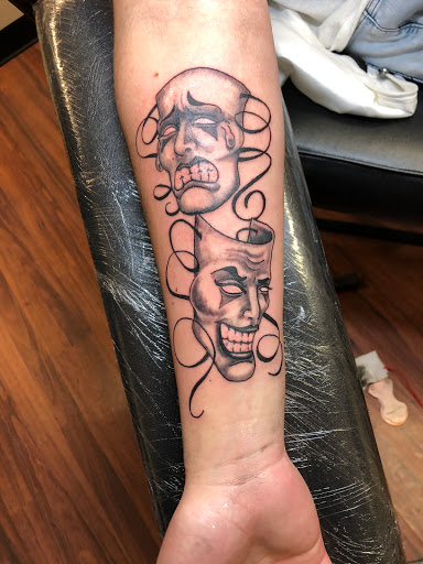 Explore spartan helmet tattoo ideas, creative tattoo ideas in Alamosa, available at The Shop Tattoo & Comics