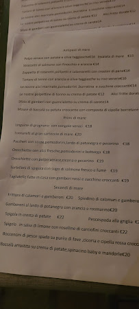 Menu du Locanda Filomarino à Rome