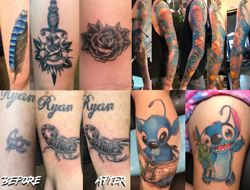 Explore finger tattoo cover up ideas, creative tattoo ideas in Orange Park, available at Big City Tattoo and Piercing
