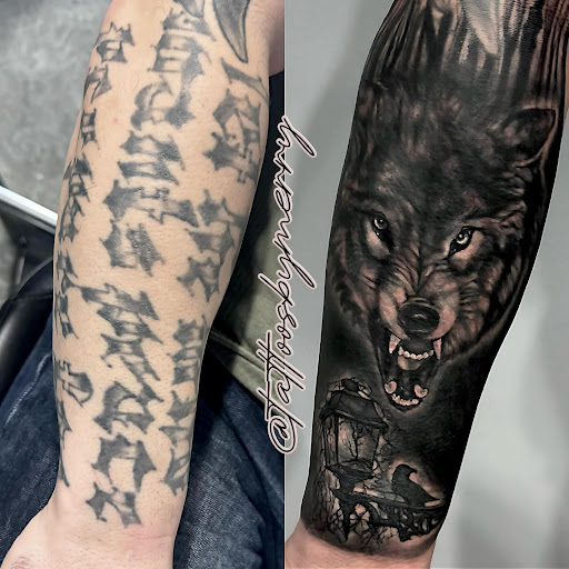 Explore name placement tattoo ideas, creative tattoo ideas in Clear Lake, available at Studio 65 Tattoos