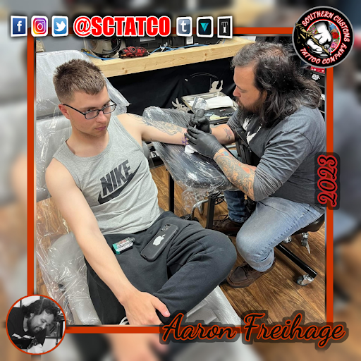 Explore popeye tattoo ideas, creative tattoo ideas in Fayetteville, available at Southern Customs Tattoo Company