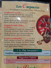 Café Valentino à Chamonix-Mont-Blanc menu