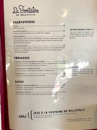 La Fontaine à Paris menu