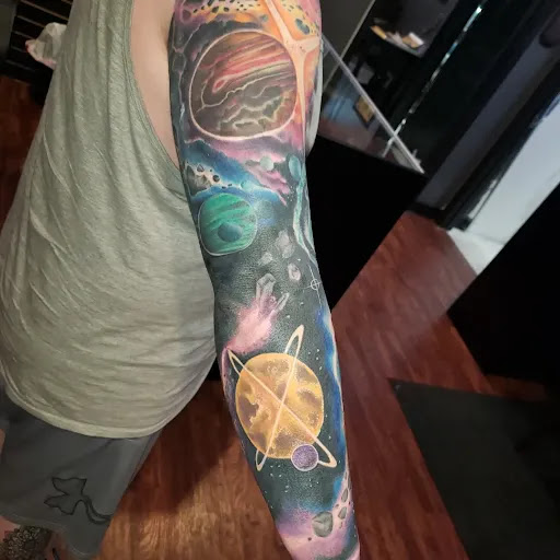 Explore graveyard tattoo ideas, creative tattoo ideas in Pearland, available at Black List Tattoo & Piercing Co.