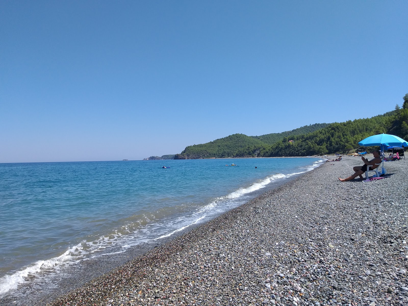Fotografie cu Elinika beach cu o suprafață de apă verde deschis