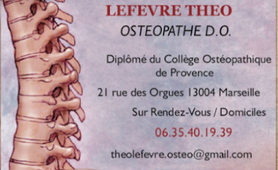 Théo Lefevre Ostéopathe DO 13004 - adulte, enfant, sportif, femme enceinte et nourrisson à Marseille