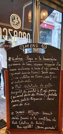 Restaurant péruvien Nanazca à Clermont-Ferrand (le menu)