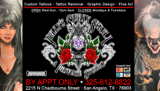 Explore small witch tattoo ideas, creative tattoo ideas in San Angelo, available at Jellys Surly Skull, LLC