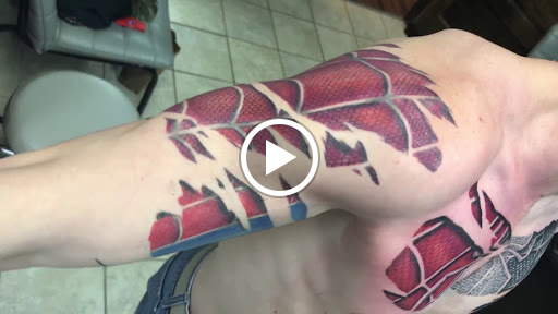 Explore color tattoo sleeve ideas, creative tattoo ideas in Florence, available at Iron Crow Tattoo Co.