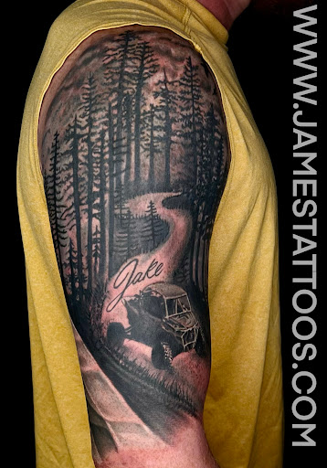 Explore patchy tattoo ideas, creative tattoo ideas in Grove City, available at Fuzion Tattoo