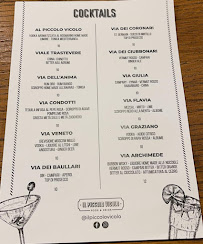 Menu du Piccolo Vicolo à Rome
