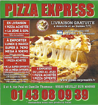 Menu / carte de Pizza Express 93 à Neuilly-sur-Marne