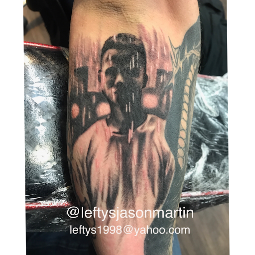 Explore tattoo of husband's name ideas, creative tattoo ideas in Orange, available at Leftys Tattoo