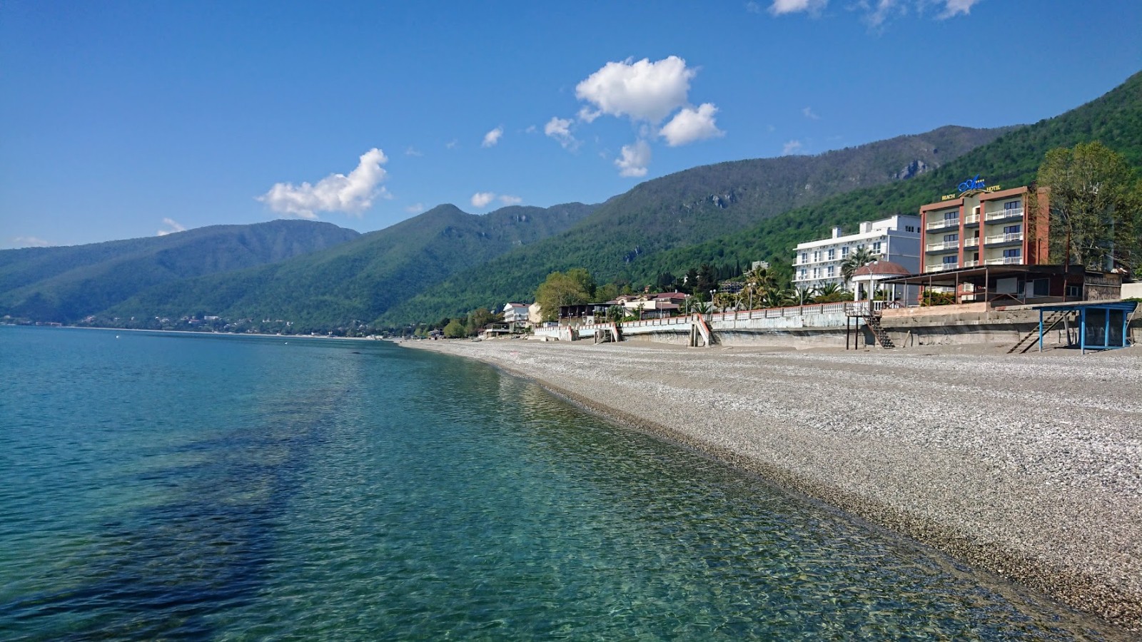 Photo of Gagra beach with light pebble surface