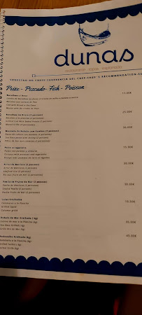 Restaurant Restaurante Dunas à Ovar (le menu)