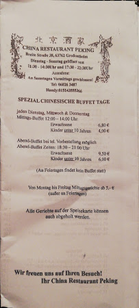 Restaurant chinois Chinarestaurant Peking à Großostheim (la carte)