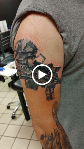 Explore patriotic tattoo sleeve ideas, creative tattoo ideas in Hereford, available at Slow Pain Tattoo Body Art Studio