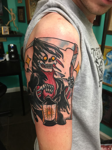 Explore boat tattoo ideas, creative tattoo ideas in Kansas City, available at Golden Stag Tattoo and Gallery