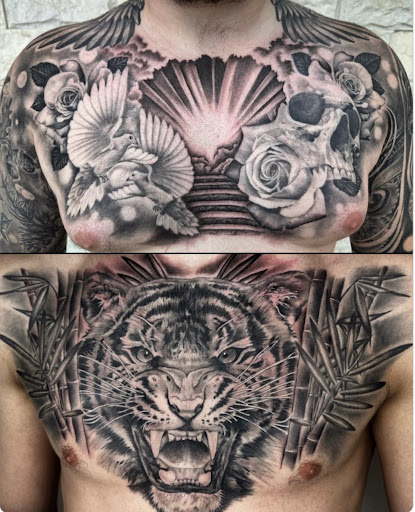 Explore three little birds tattoo ideas, creative tattoo ideas in Lakeview, available at Backwoods Tattoo Studio