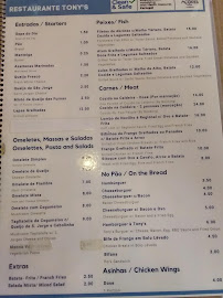 Menu du Restaurante Tony´s à Furnas
