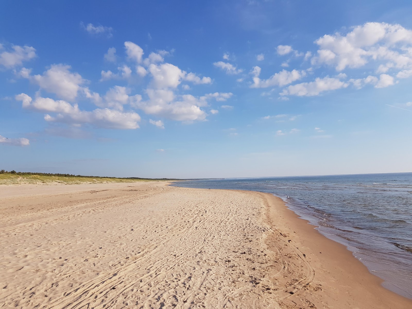 Foto di Sventosios naturist beach con una superficie del sabbia beige fine