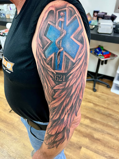 Explore dotwork tattoo ideas, creative tattoo ideas in Whiteville, available at Coup de Gras 2.0 Tattoo and Body Piercing