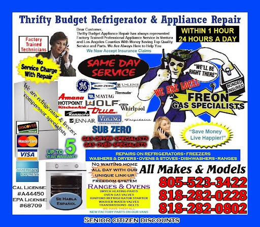 Thrifty Budget Refrigerator and LowCost Appliance Repair in Encino, California