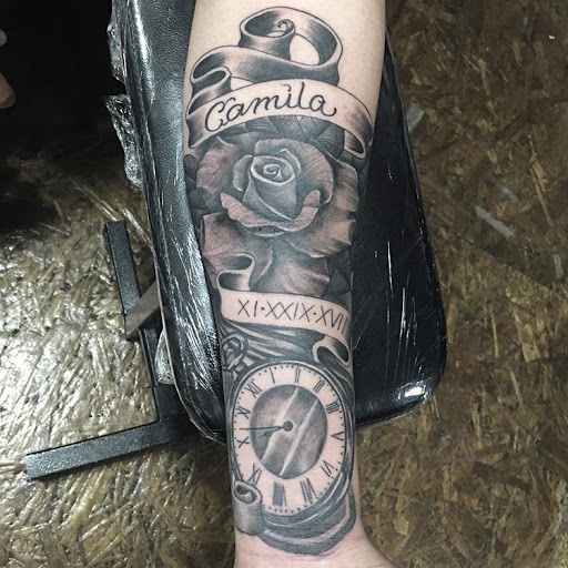 Explore neck name tattoo ideas, creative tattoo ideas in Stockton, available at Stockton Tattoo & Piercing